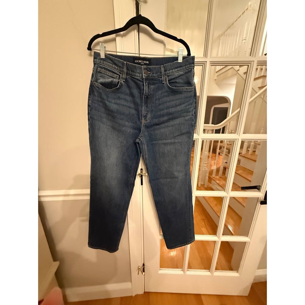 Veronica Beard Leah Straight Leg Jeans Mid Rise Blue Denim Size 31